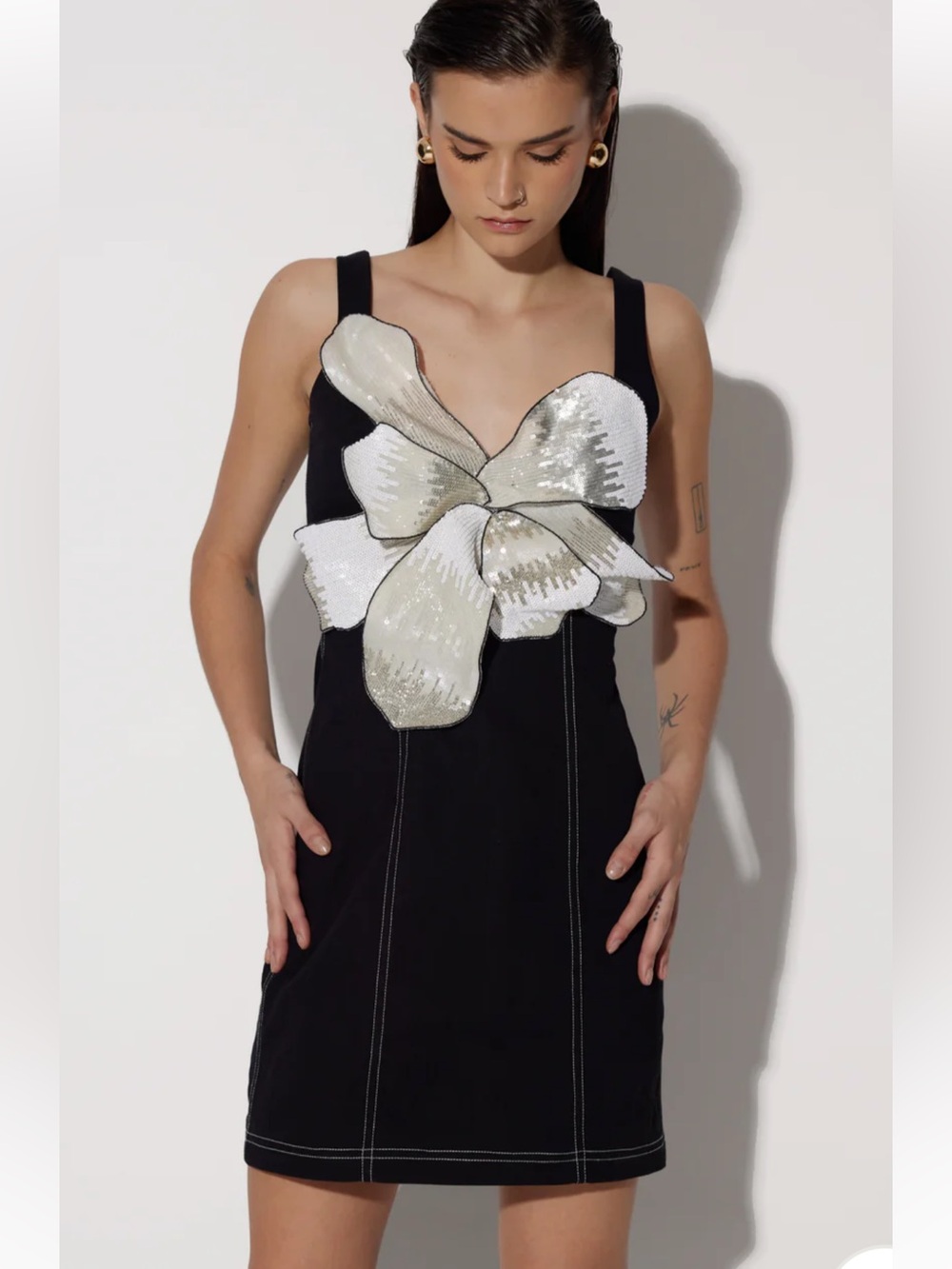 Twinkle Hanspal Kiska Cynthia Mini Dress Black 3D Flower Women Size XS NEW - Picture 2 of 11